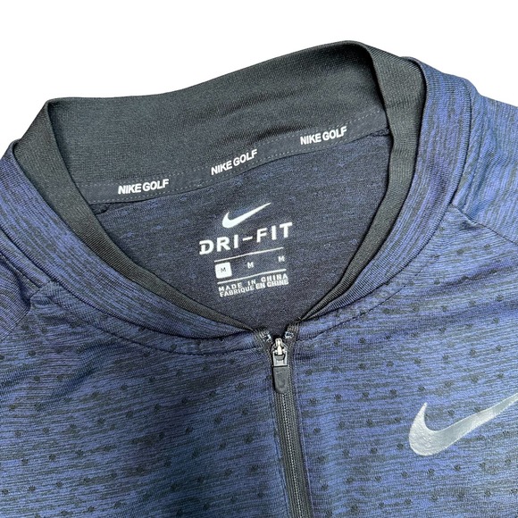 NIKE GOLF Mens Medium Navy Blue Black Long Sleeve Seamless Half Zip Pullover - Picture 4 of 7